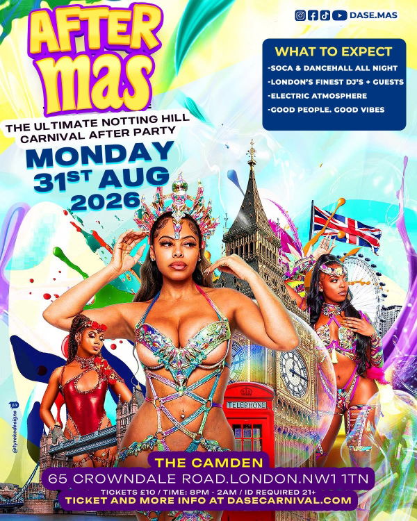 After Mas 2026 London | Notting Hill Carnival After Party at The Camden — The Camden @ The Camden 2026-08-31