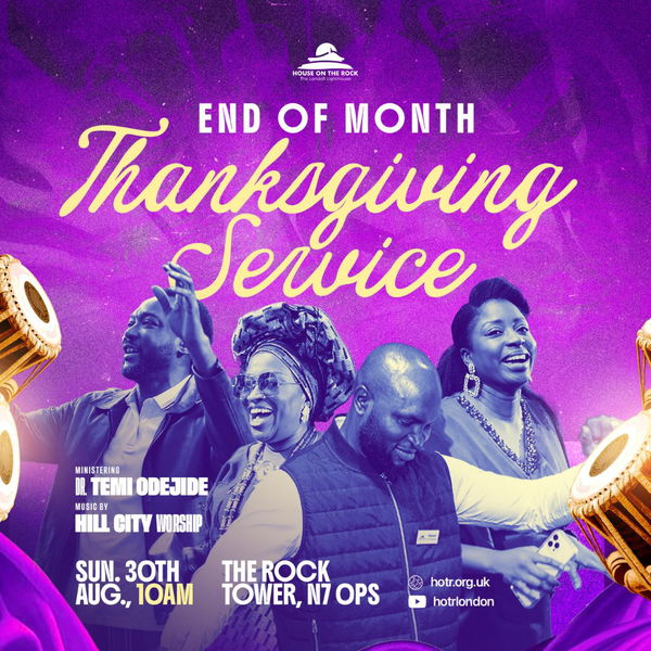 End of Month Thanksgiving Service @ House On The Rock London 2026-08-30
